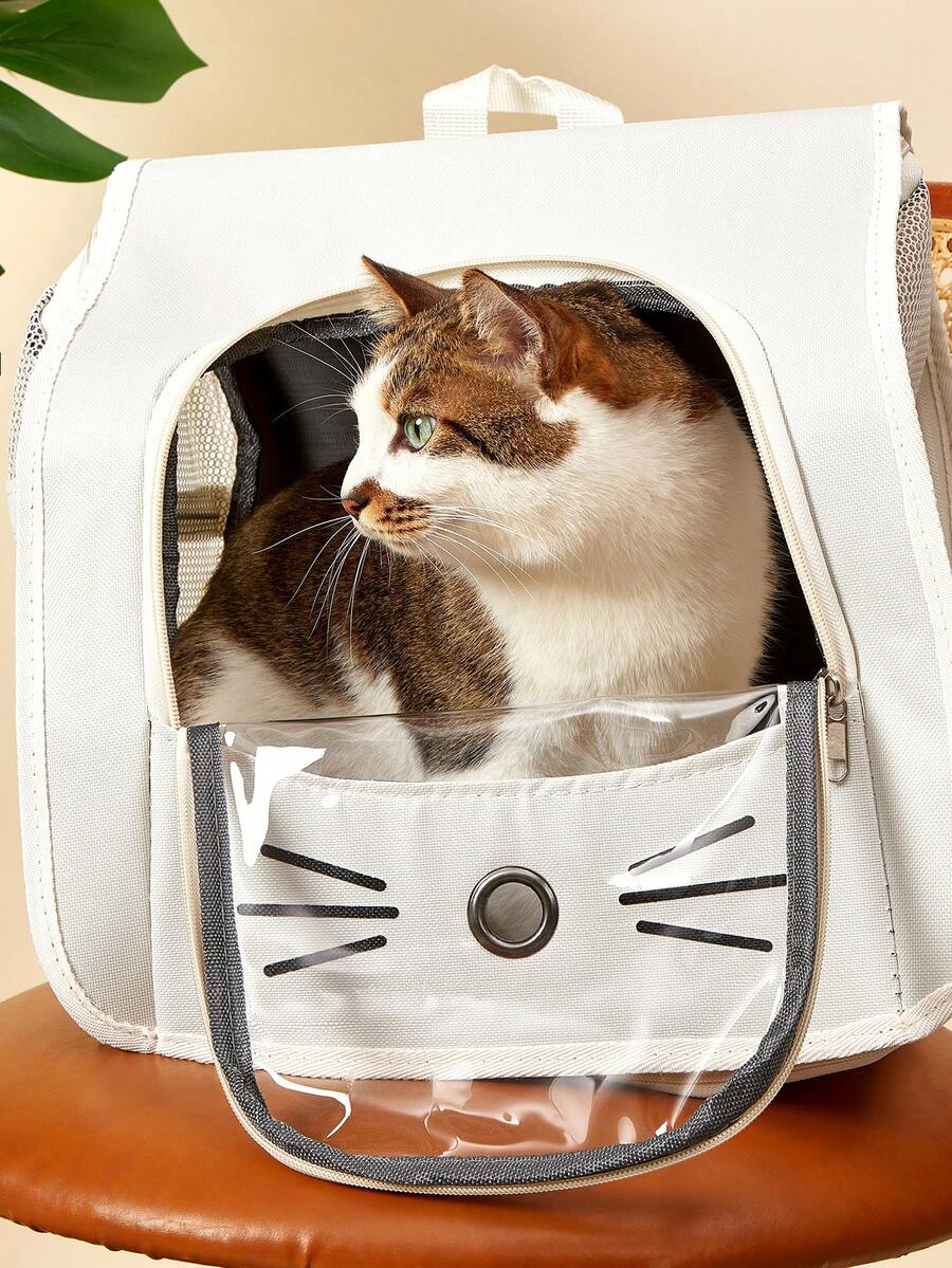 Multicolor Oxford cloth transparent breathable pet carrier backpack for carrying small dogs and cats up to 5.5kg.