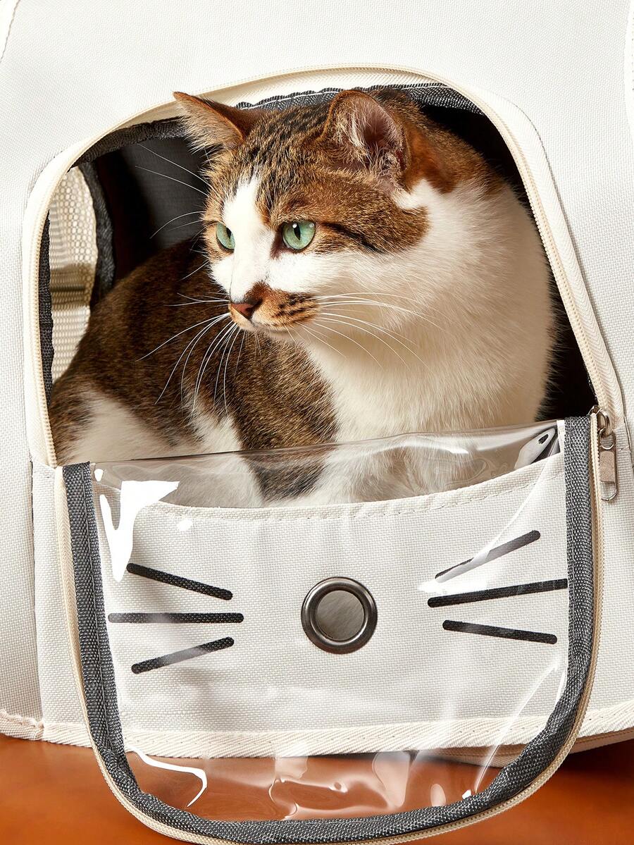 Multicolor Oxford cloth transparent breathable pet carrier backpack for carrying small dogs and cats up to 5.5kg.