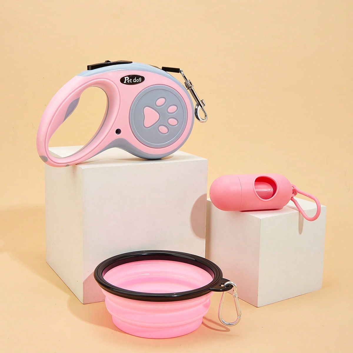 Multicolor polyester retractable adjustable dog leash for walking small and medium dogs