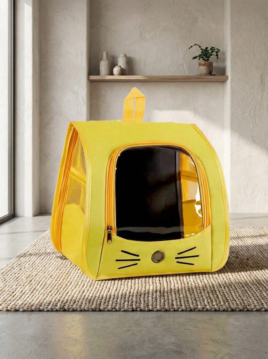 Multicolor Oxford cloth transparent breathable pet carrier backpack for carrying small dogs and cats up to 5.5kg.