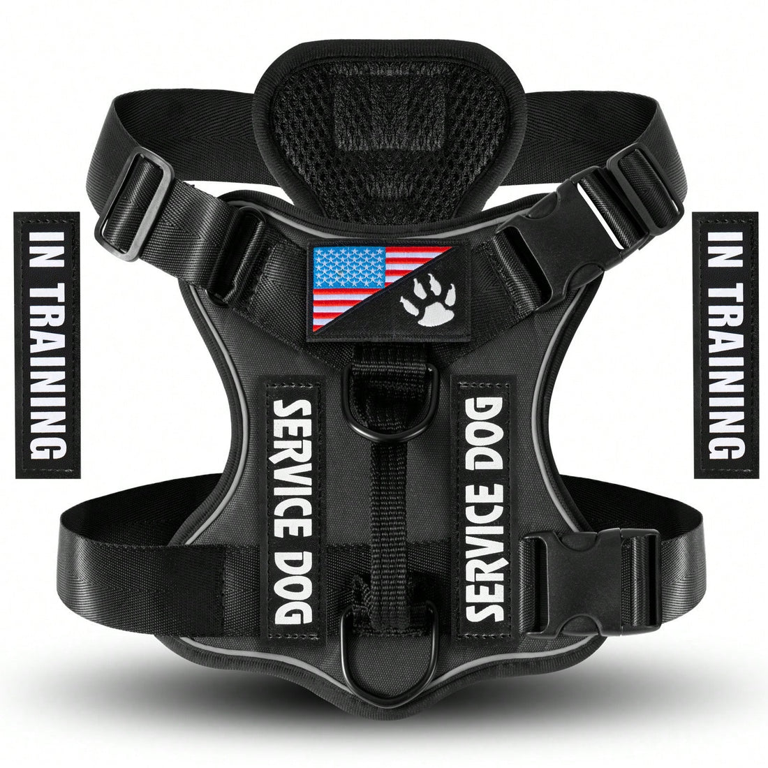 1pc Shock-Absorbing Reflective Pet Harness, Valentine's Day Pet Gift, Night Vision Function, Dog Vest Style, Suitable For Small/Medium/Large Dogs, New Shock-Absorbing Night Vision Reflective Pet Tactical Harness, Christmas Gift For Dogs