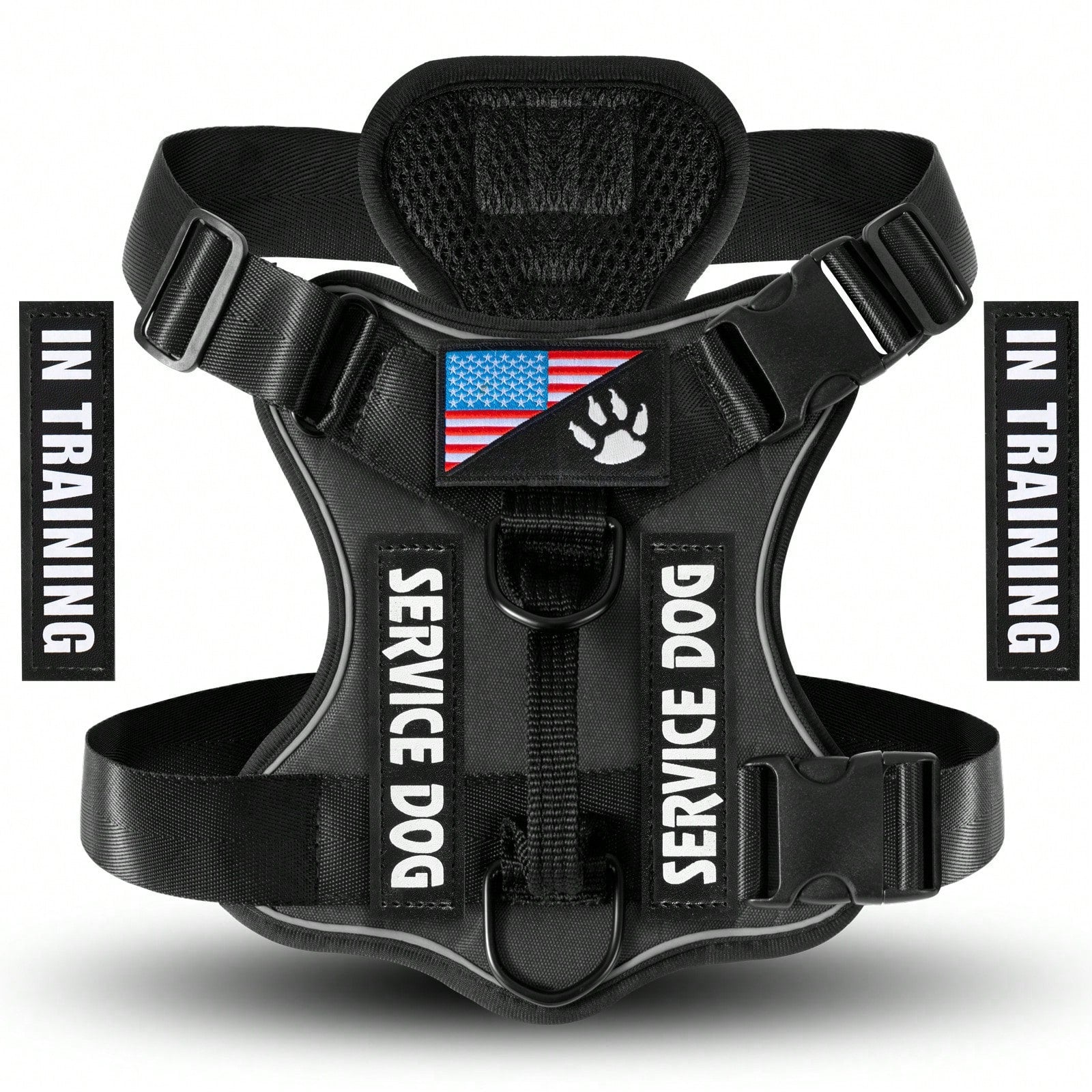 1pc Shock-Absorbing Reflective Pet Harness, Valentine's Day Pet Gift, Night Vision Function, Dog Vest Style, Suitable For Small/Medium/Large Dogs, New Shock-Absorbing Night Vision Reflective Pet Tactical Harness, Christmas Gift For Dogs