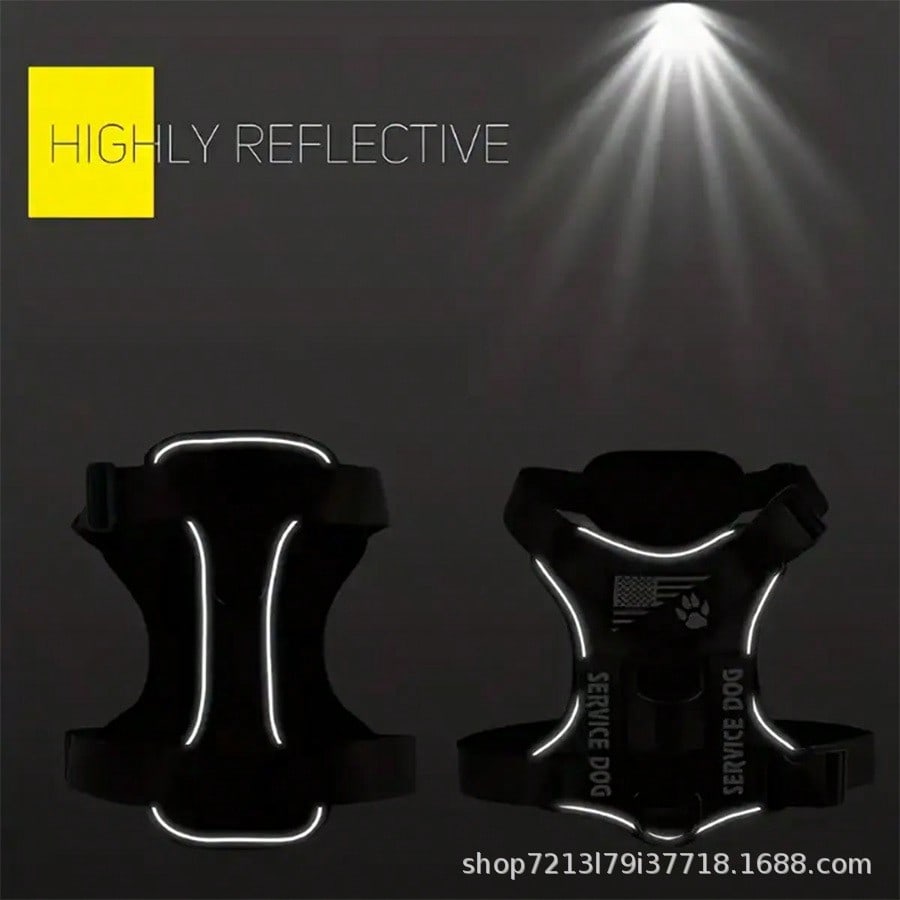 1pc Shock-Absorbing Reflective Pet Harness, Valentine's Day Pet Gift, Night Vision Function, Dog Vest Style, Suitable For Small/Medium/Large Dogs, New Shock-Absorbing Night Vision Reflective Pet Tactical Harness, Christmas Gift For Dogs