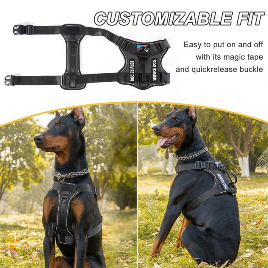 1pc Shock-Absorbing Reflective Pet Harness, Valentine's Day Pet Gift, Night Vision Function, Dog Vest Style, Suitable For Small/Medium/Large Dogs, New Shock-Absorbing Night Vision Reflective Pet Tactical Harness, Christmas Gift For Dogs