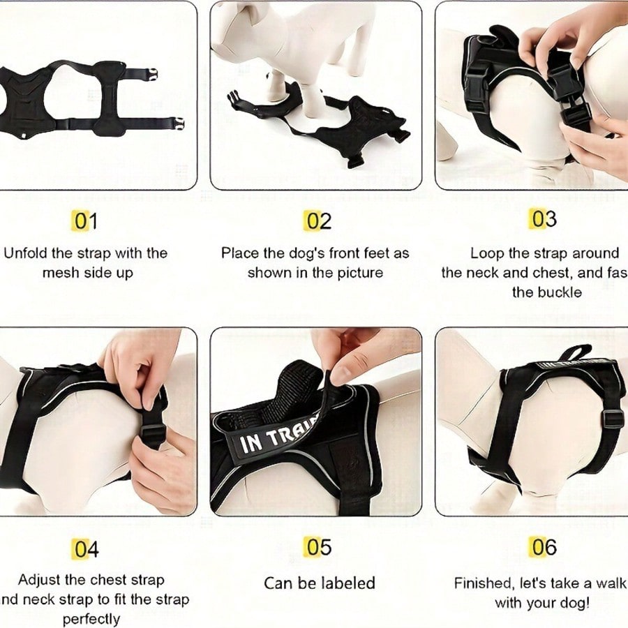 1pc Shock-Absorbing Reflective Pet Harness, Valentine's Day Pet Gift, Night Vision Function, Dog Vest Style, Suitable For Small/Medium/Large Dogs, New Shock-Absorbing Night Vision Reflective Pet Tactical Harness, Christmas Gift For Dogs