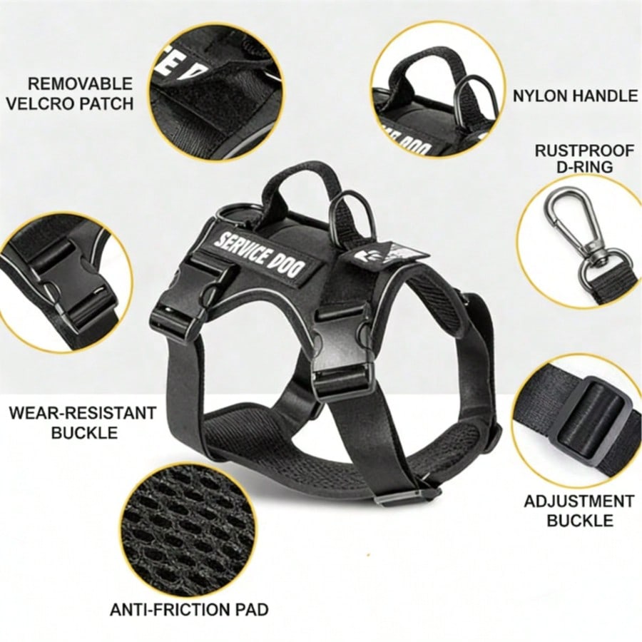 1pc Shock-Absorbing Reflective Pet Harness, Valentine's Day Pet Gift, Night Vision Function, Dog Vest Style, Suitable For Small/Medium/Large Dogs, New Shock-Absorbing Night Vision Reflective Pet Tactical Harness, Christmas Gift For Dogs