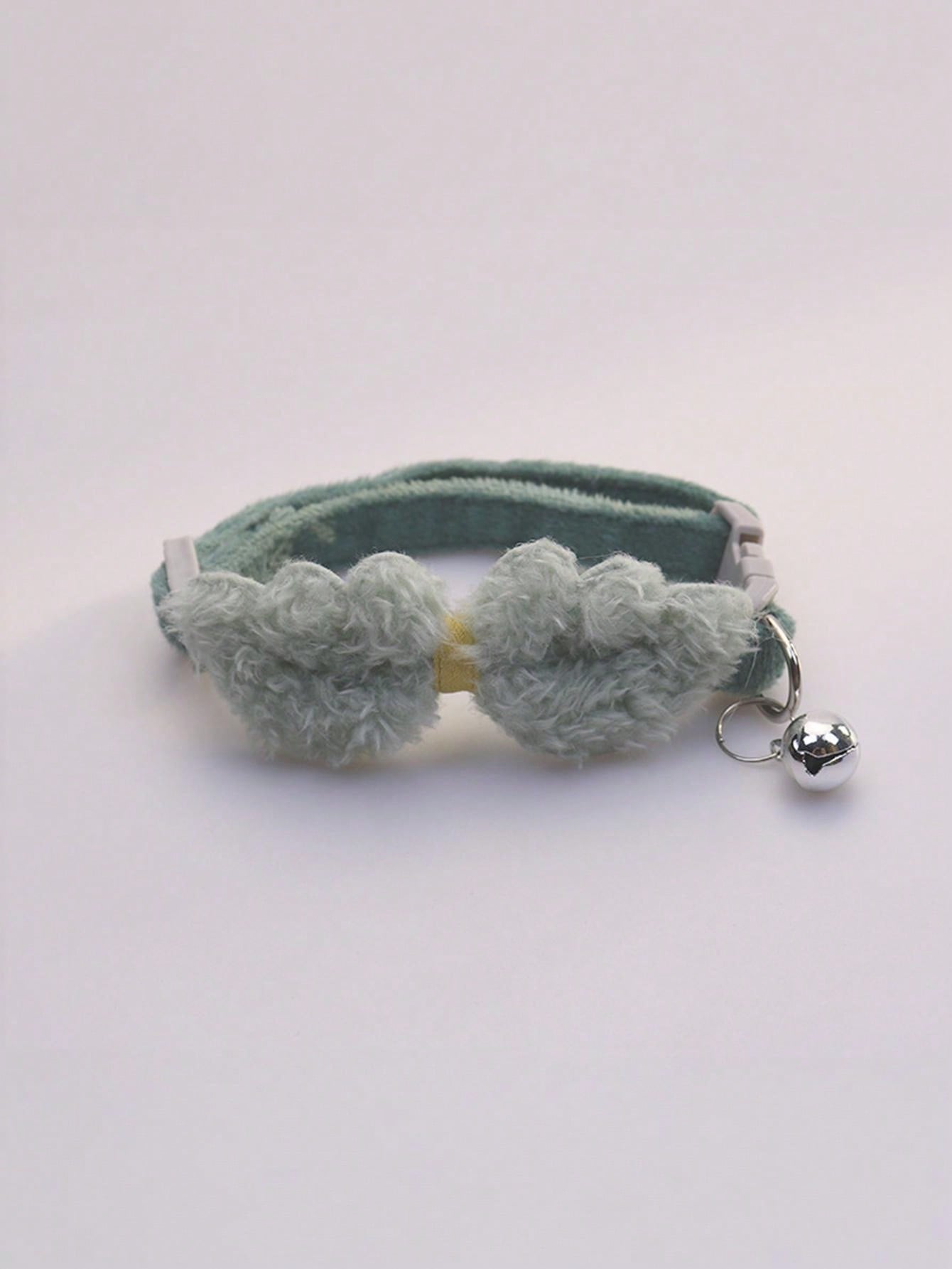 Multicolor adjustable soft plush pet collar with cute bell pendant for cats and small to medium dogs