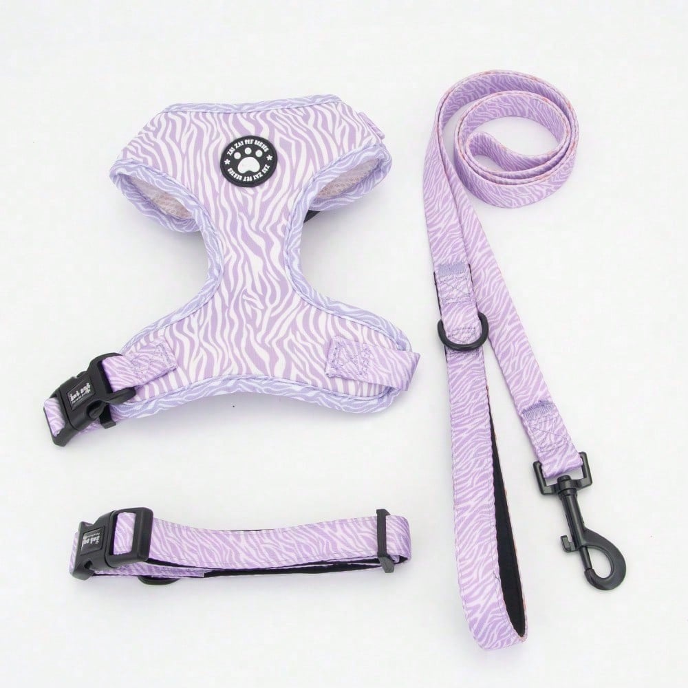 New High-Quality Patterned Dog Harness Set With Adjustable Dog Leash For Outdoor Walking