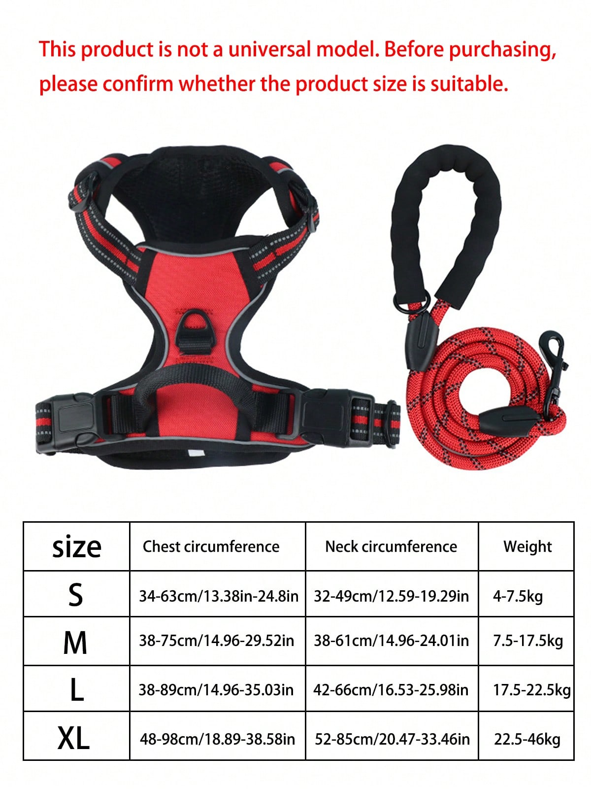Reflective dog harness and 1.5m leash set with breathable colorblock polyamide chest strap for cats, puppies, and small to large dogs