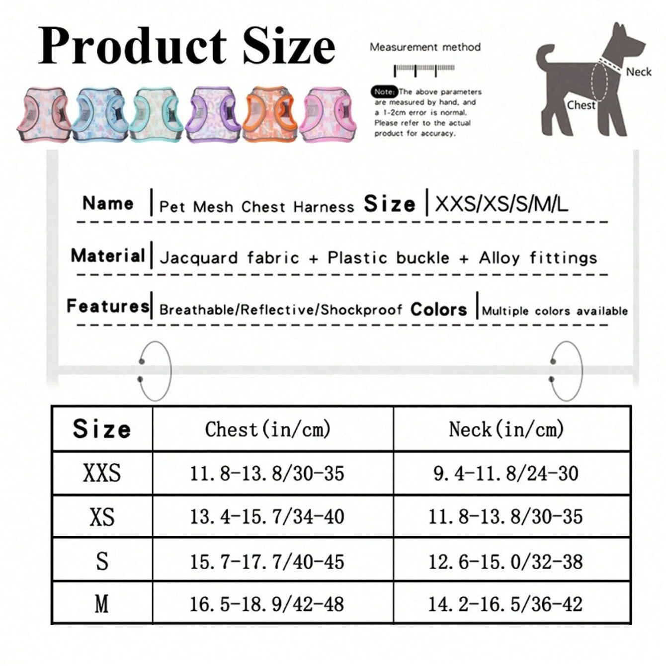 1 Set Colorful Printed Breathable Mesh Pet Harness And Leash, Made Of Durable Breathable Mesh Fabric With Vibrant Prints, Soft And Sturdy; Featuring High-Visibility Reflective Strips.