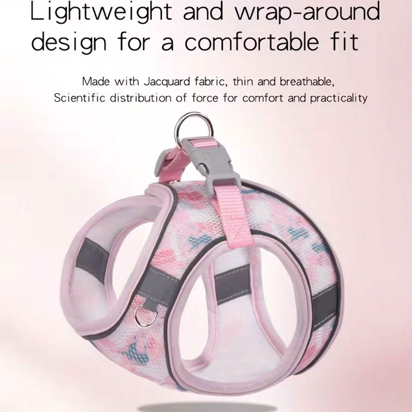 1 Set Colorful Printed Breathable Mesh Pet Harness And Leash, Made Of Durable Breathable Mesh Fabric With Vibrant Prints, Soft And Sturdy; Featuring High-Visibility Reflective Strips.