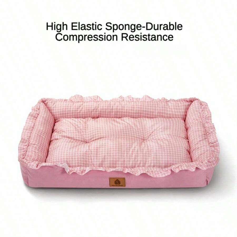 Plaid trimmed soft cooling pet bed mat for cats and dogs made of 100% polyester