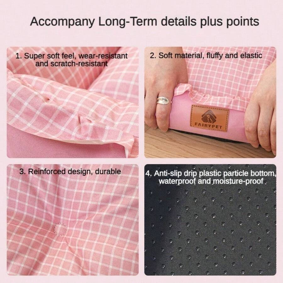 Plaid trimmed soft cooling pet bed mat for cats and dogs made of 100% polyester