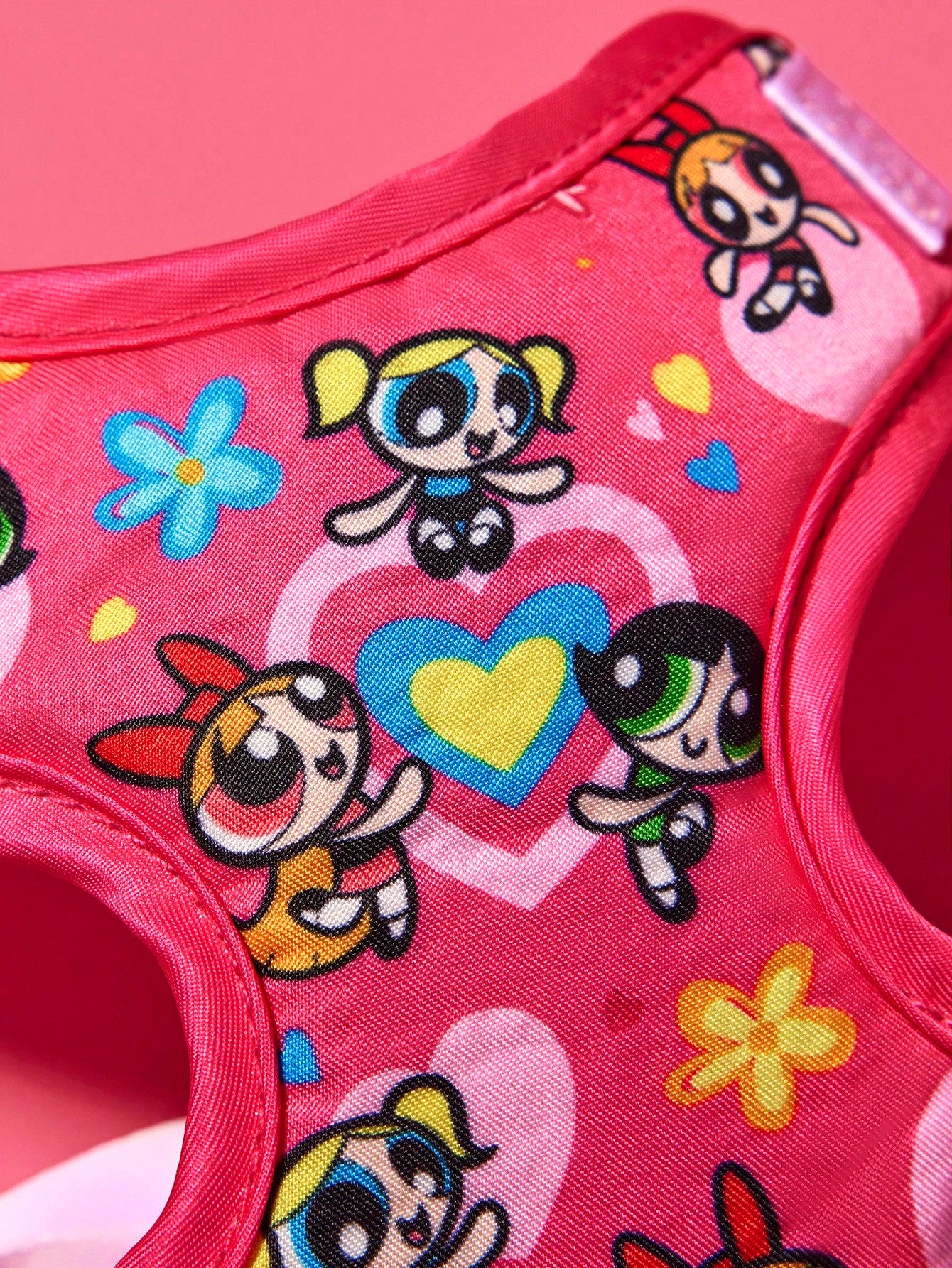 Multicolor cartoon pattern polyester pet harness and leash set with adjustable harness length for cats and dogs