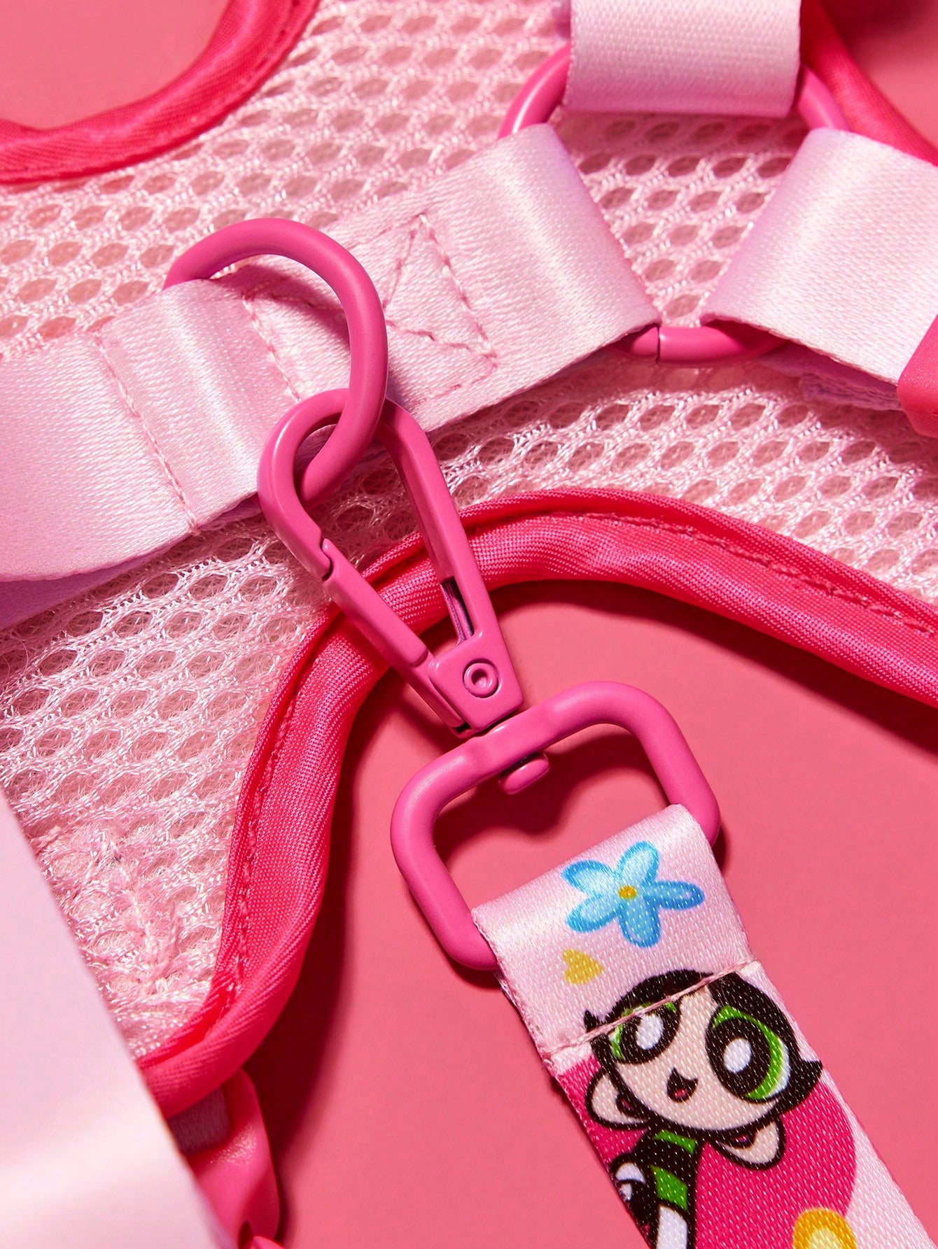 Multicolor cartoon pattern polyester pet harness and leash set with adjustable harness length for cats and dogs