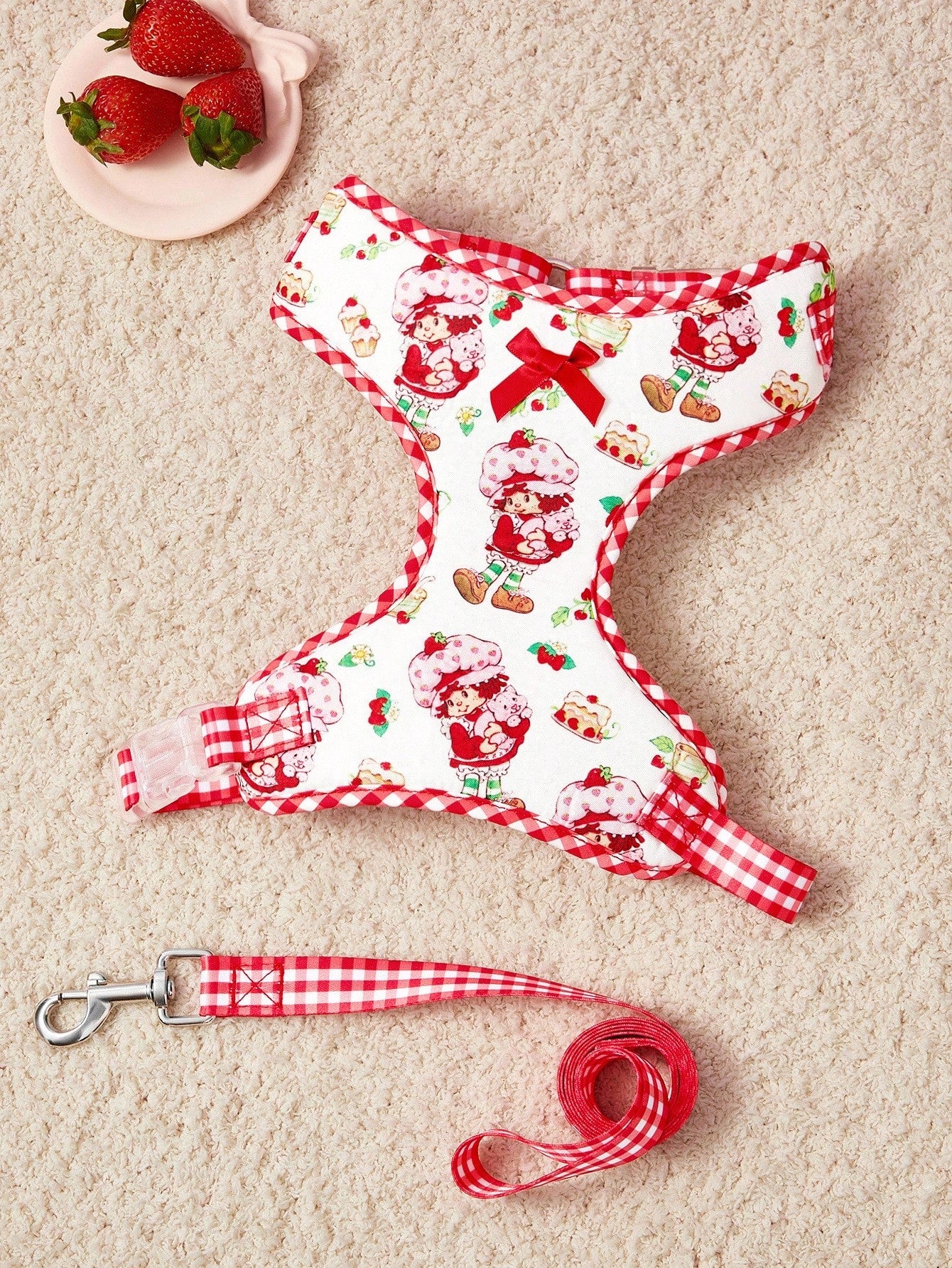 Multicolor cartoon pattern polyester pet harness and leash set with adjustable harness length for cats and dogs