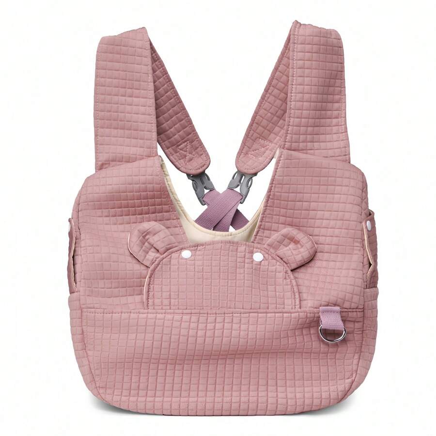 Multicolor adjustable front-facing pet carrier backpack with padded shoulder straps for small and medium dogs and cats.