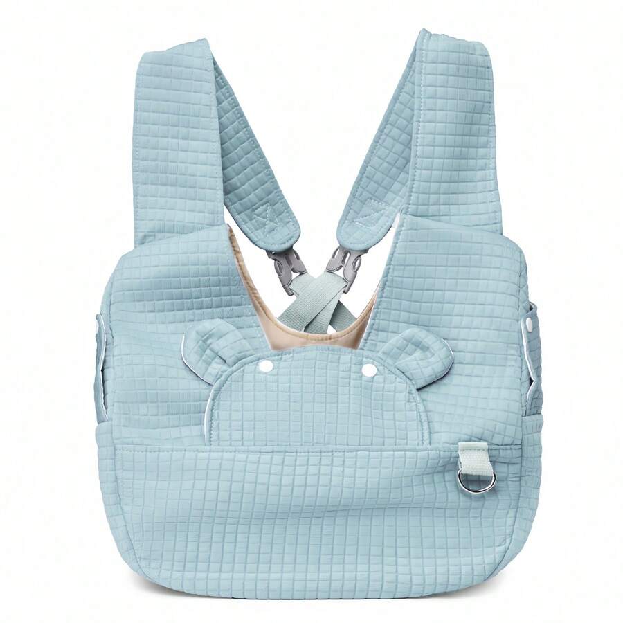 Multicolor adjustable front-facing pet carrier backpack with padded shoulder straps for small and medium dogs and cats.
