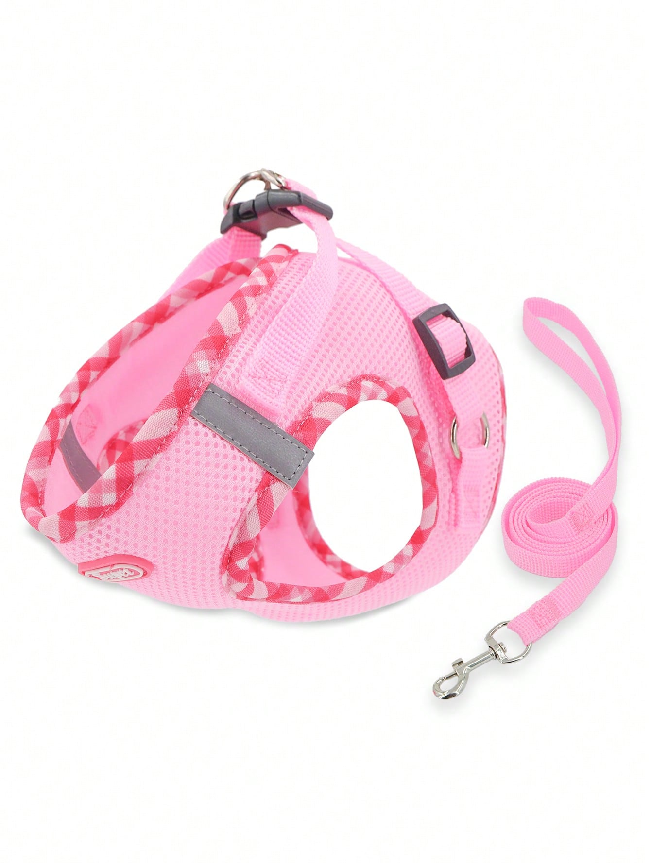 Supet breathable reflective plaid edge chest and back pet harness set with leash for small dogs and cats