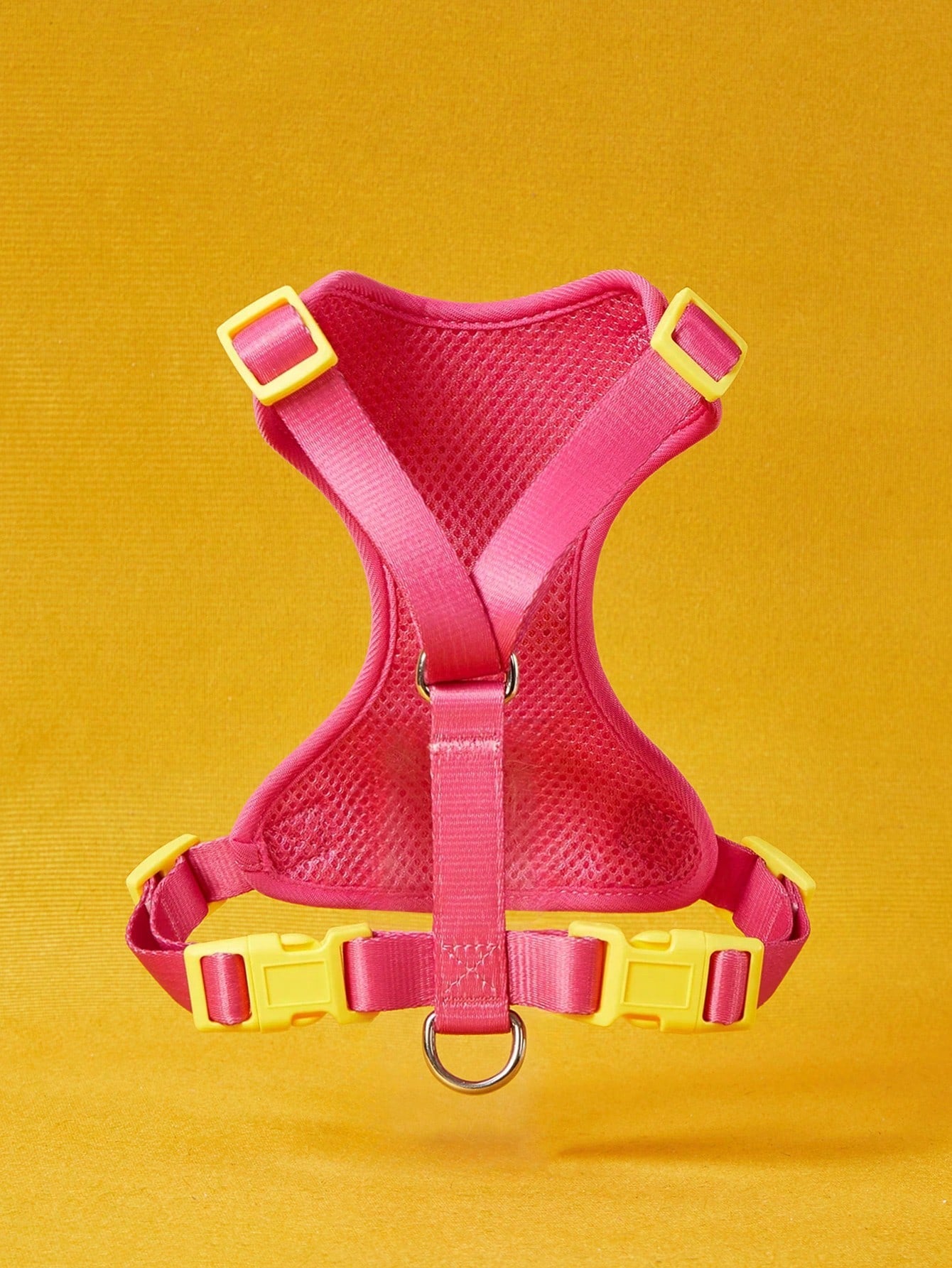 Powerpuff Girls cartoon dog harness with heart print, breathable polyester mesh, adjustable straps, and vibrant color block design for small dogs