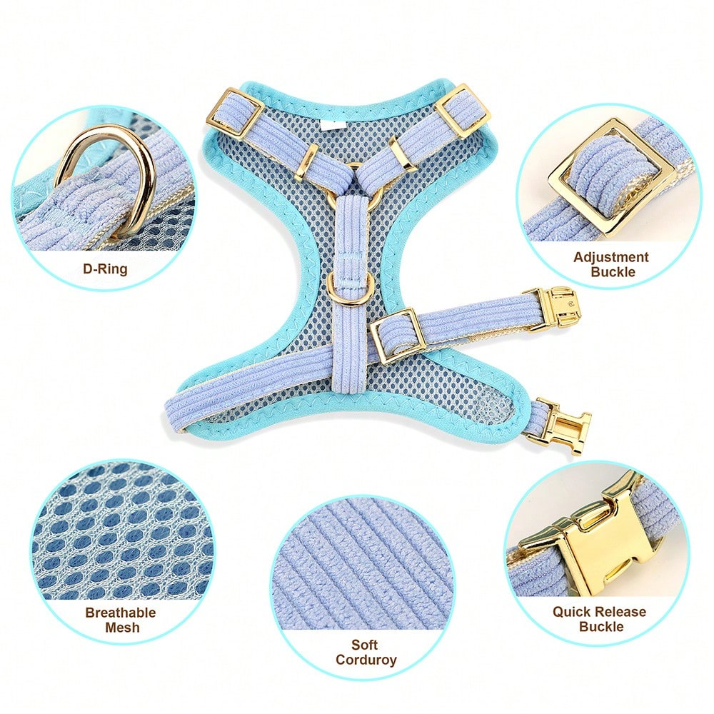 Rose red velvet bow dog collar, leash, and harness set for cats and dogs, made with polyester for everyday pet walks and styling.
