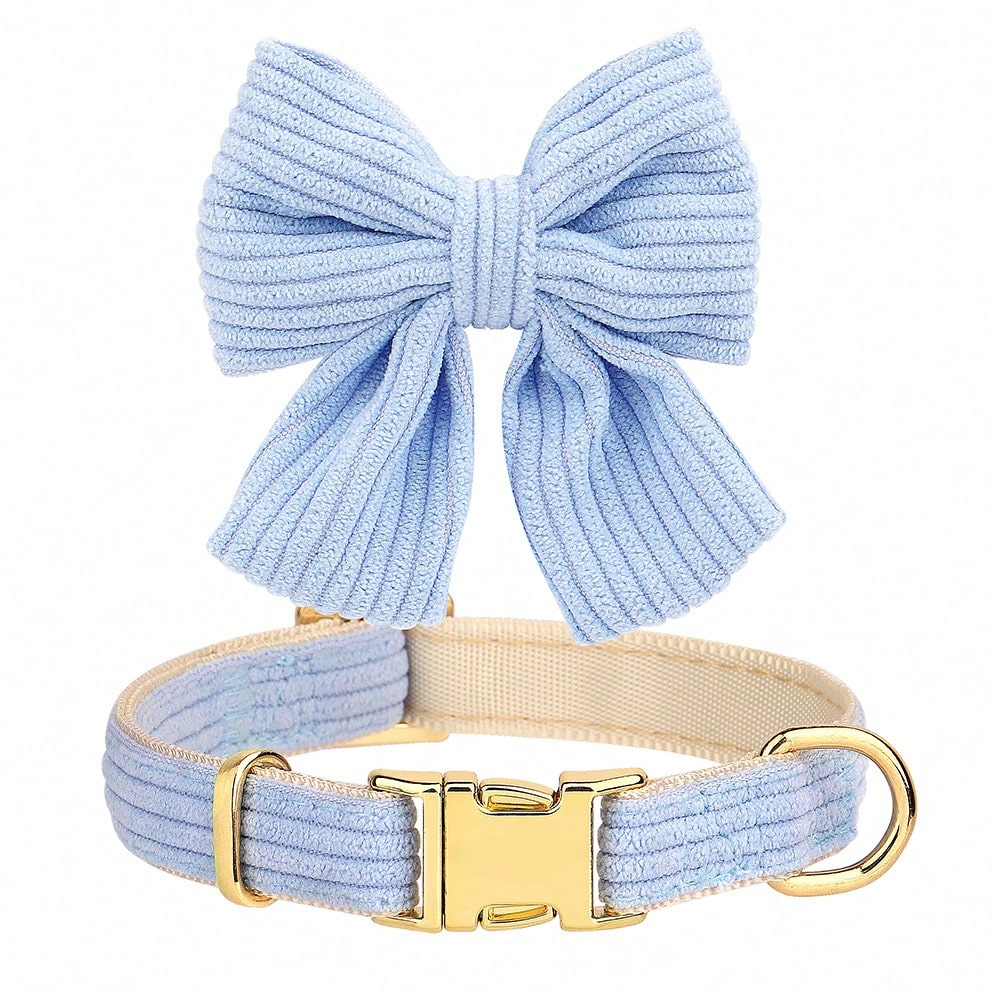 Rose red velvet bow dog collar, leash, and harness set for cats and dogs, made with polyester for everyday pet walks and styling.