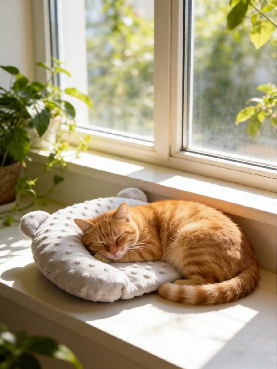 Multicolor small round bean plush pet pillow made of soft polyester for small animals, cats, and dogs.