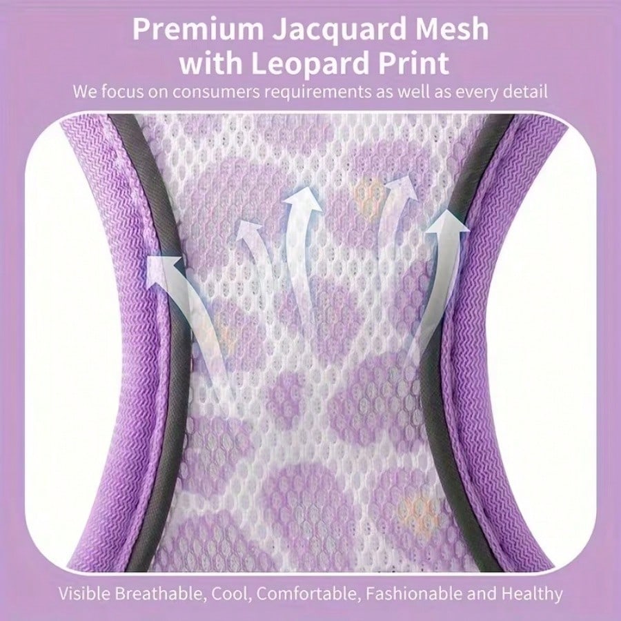Purple reflective anti-escape polyester chest harness for small and medium dogs with breathable design and graphic pattern