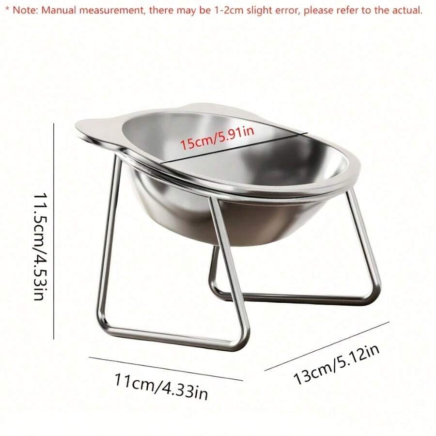 Elevated stainless steel cat bowl featuring cat ears detail, an inclined neck protection design, and a wide stable base.