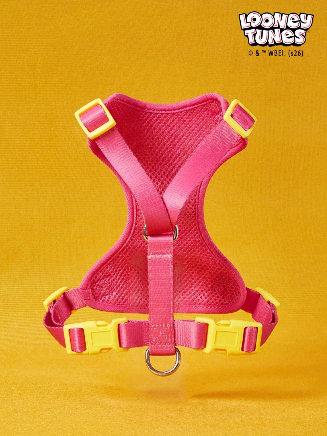 Powerpuff Girls cartoon dog harness with heart print, breathable polyester mesh, adjustable straps, and vibrant color block design for small dogs