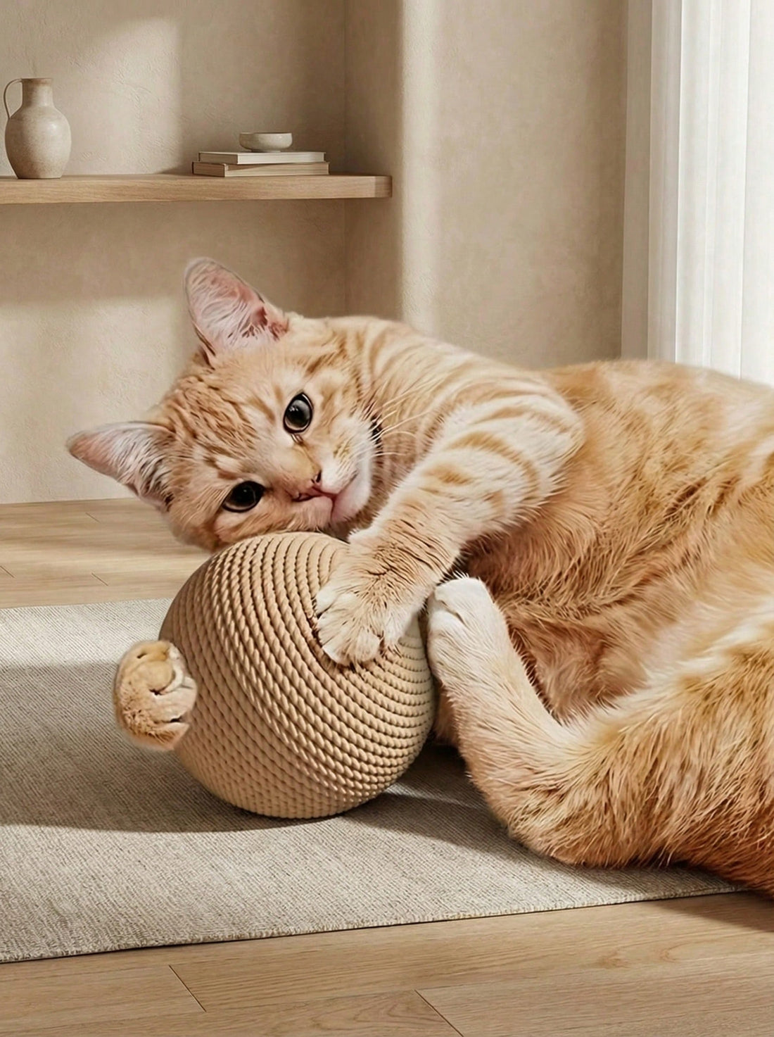 Cat Toys Sisal Ball Self-Entertaining Chew Toy Rattle Ball, Cat Supplies