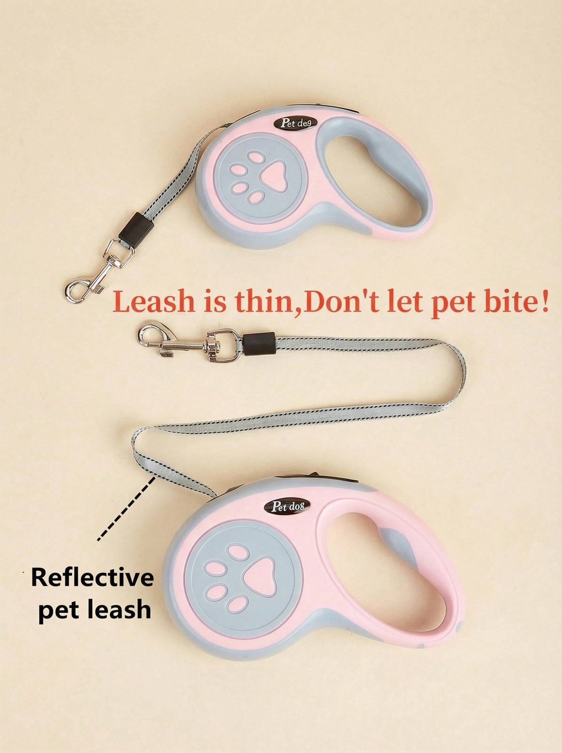 Multicolor polyester retractable adjustable dog leash for walking small and medium dogs
