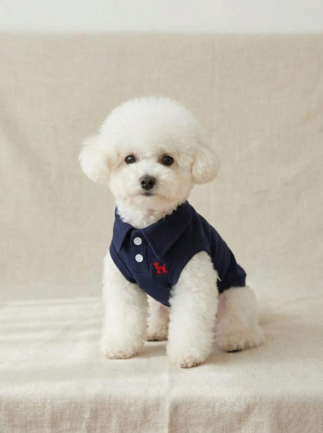 One Pet Spring/Summer Solid Color Embroidered Polo Shirt Vest
