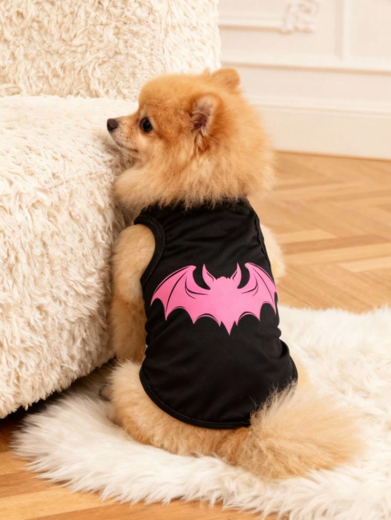 2pcs/Set Polyester Spider & Bat Print Anti-Flea Anti-Shedding Breathable Pet Vest Jacket, Suitable For Cats And Dogs Indoor And Outdoor Use
