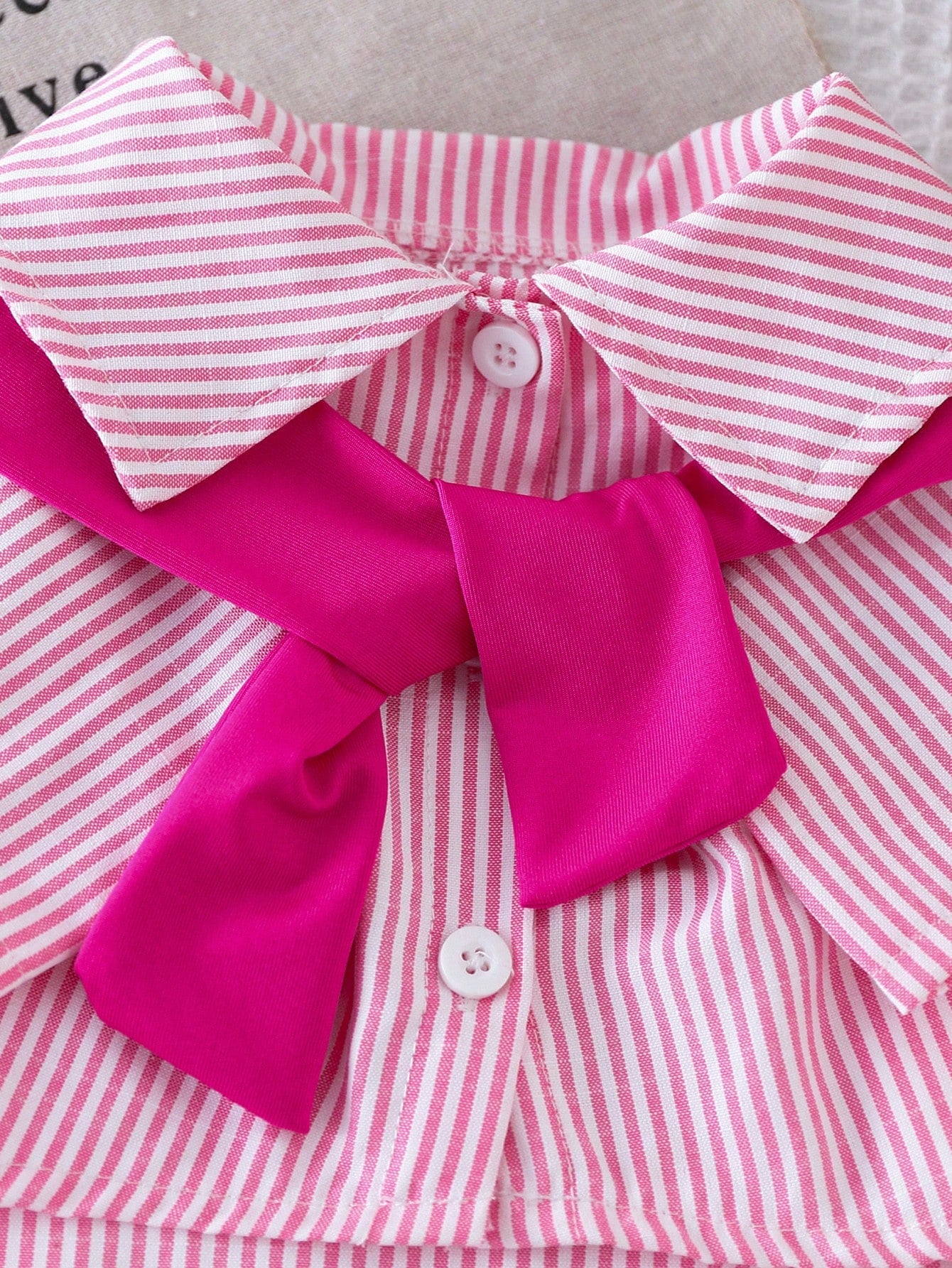 Striped Pet Shirt With Detachable Solid Color Scarf For Cats And Dogs, Soft Breathable Clothing For Daily Wear