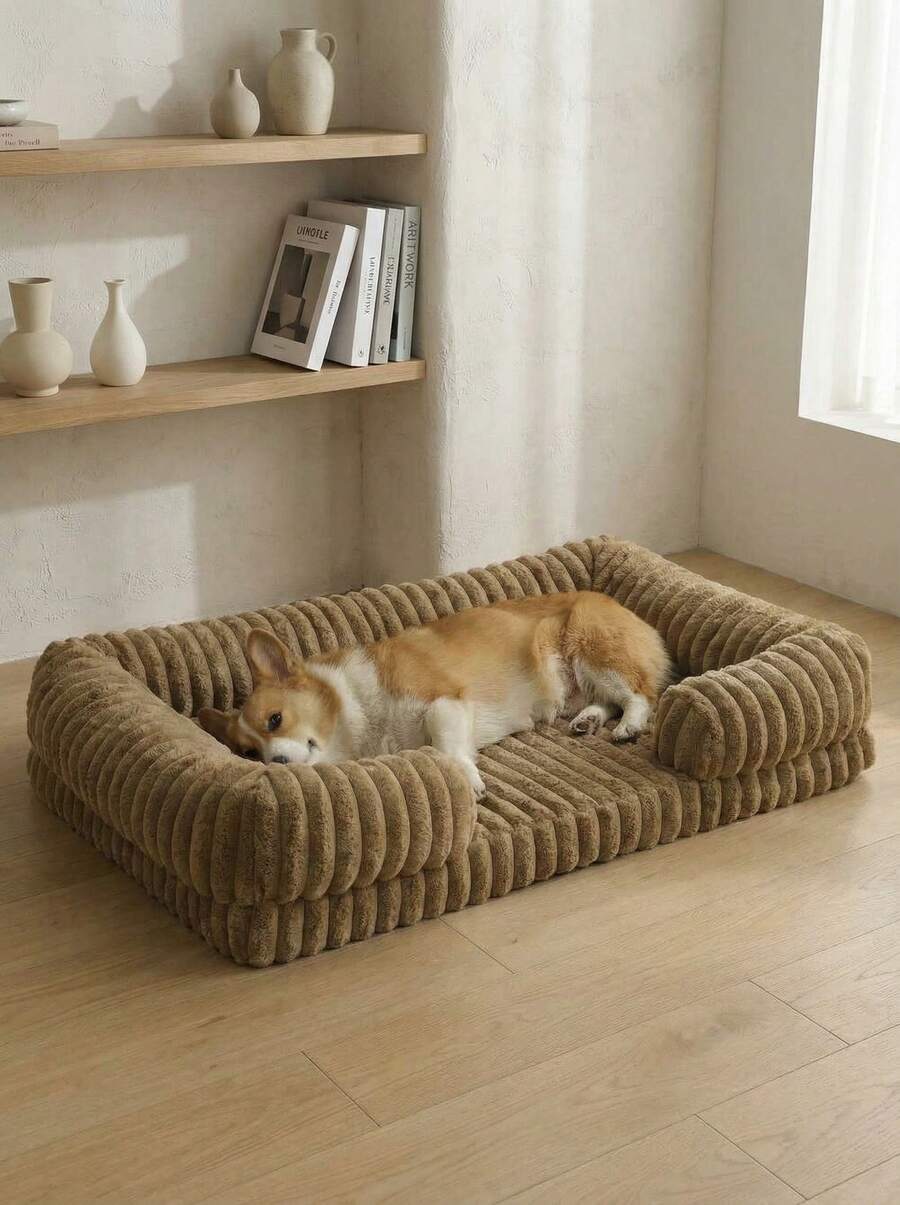 Multicolor plaid foam pet bed mat with anti-slip bottom for dogs and cats
