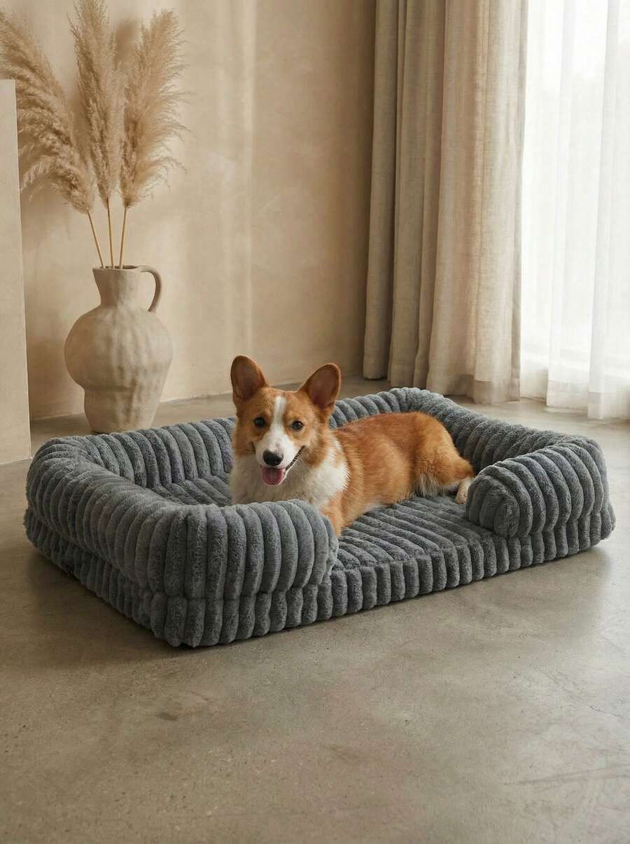 Multicolor plaid foam pet bed mat with anti-slip bottom for dogs and cats