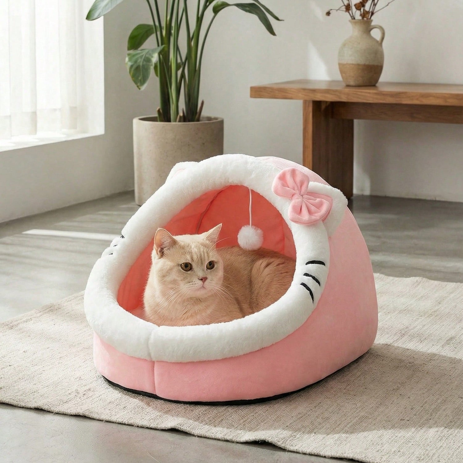 1 Pc Cute Cat Bed For Indoor Cats House, Washable Pet House, Warm Pet Cave Bed , Suitable For Use Of Rabbits, Puppies And Cats