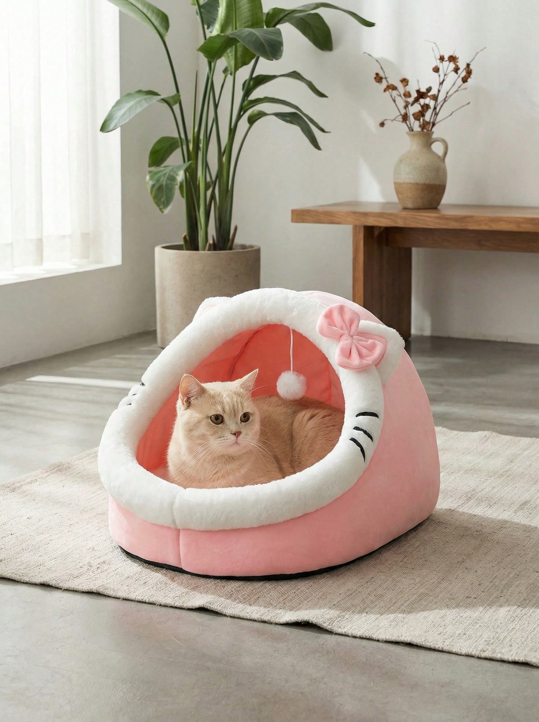 1 Pc Cute Cat Bed For Indoor Cats House, Washable Pet House, Warm Pet Cave Bed , Suitable For Use Of Rabbits, Puppies And Cats