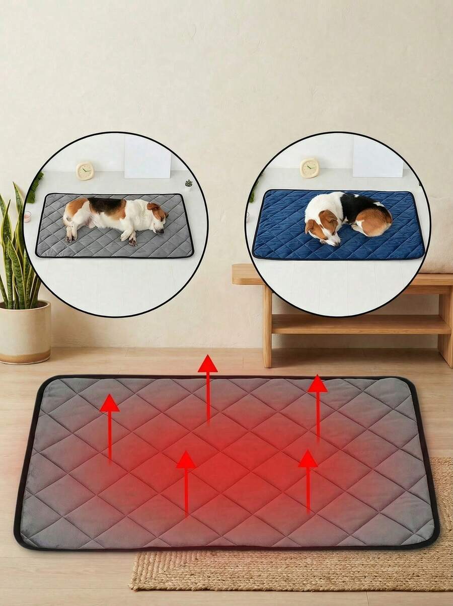 Multicolor self-heating pet mat thermal insulation cushion for cats and dogs made of polyester material.