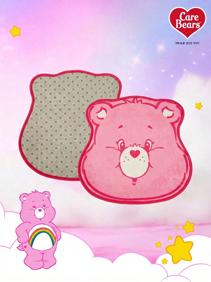 Plush pet sleeping mat featuring a cartoon bear pattern made from soft polyester material for small pets.