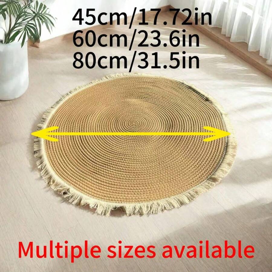 Multicolor non-shed rope woven cat scratching pad designed for pet scratching and lounging