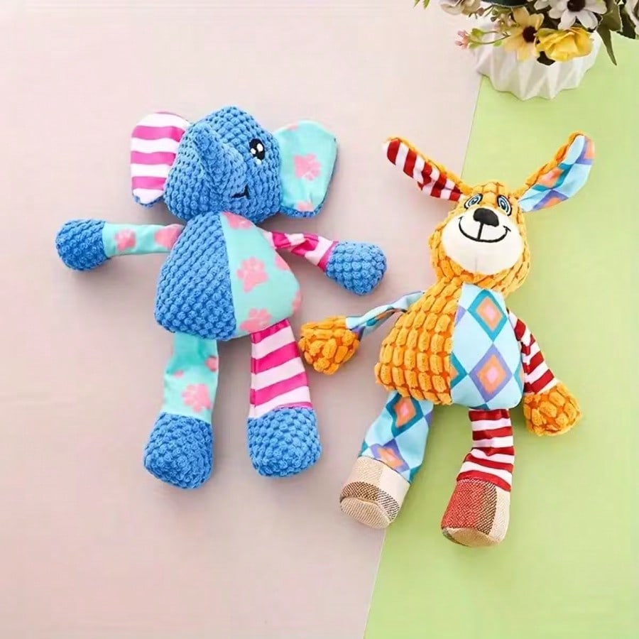 1/2/3pcs (Random Color) Pet Plush Knotted Toys, Medium/Small Dog Chew Toys With Sound
