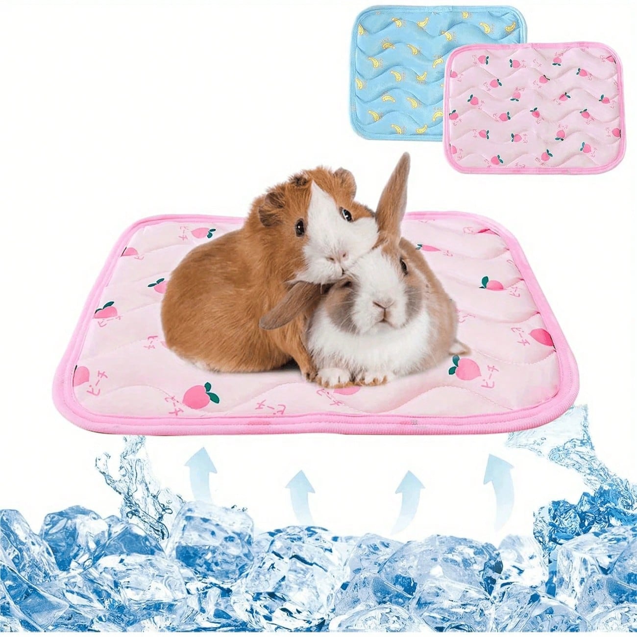 1pc Cute Fruit Pattern Pet Cooling Mat, Summer Ice Silk Breathable Anti-Slip Washable Pet Bed Mat, Essential For Small Animals Cats Dogs Rabbits, Indoor Outdoor Cage Liner