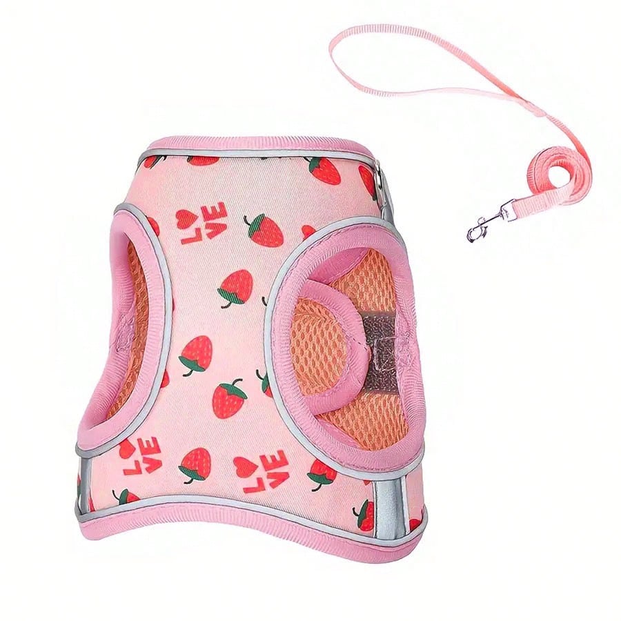 Multicolor polyester pet chest strap harness with geometric, graphic, and plant patterns for cats and dogs