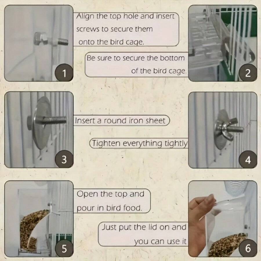 Transparent 1L automatic bird feeder with splash-proof design made of ABS for pet birds.