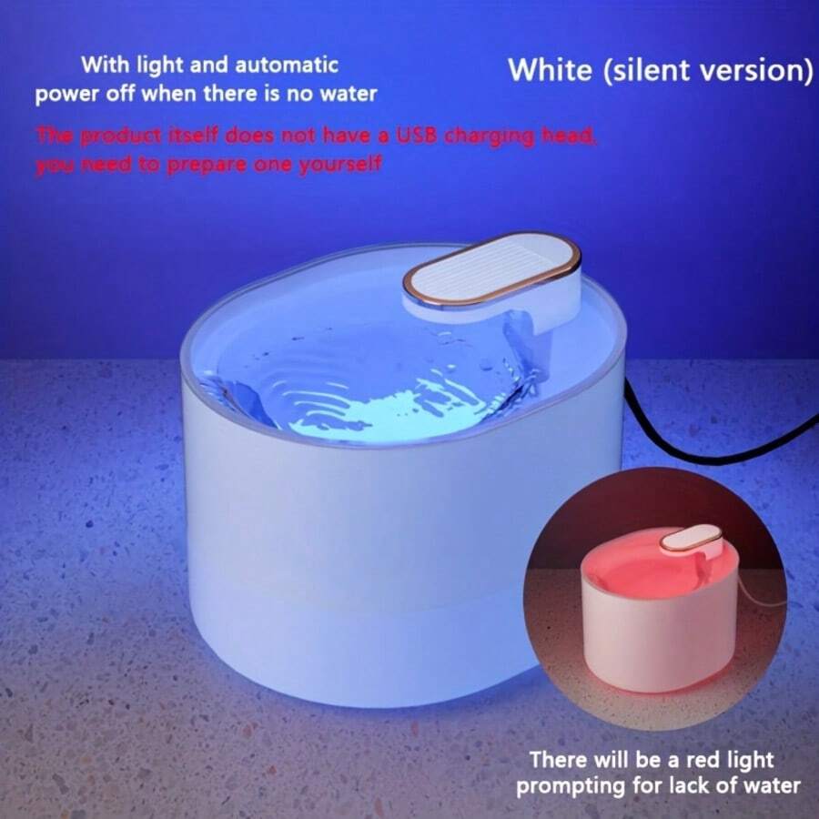 3L quiet pet water fountain with automatic circulation filtration system, USB powered for cats and dogs
