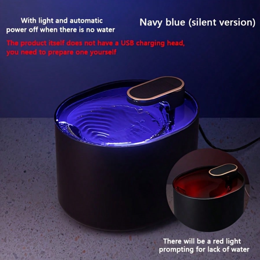 3L quiet pet water fountain with automatic circulation filtration system, USB powered for cats and dogs