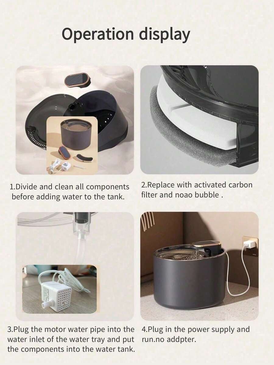 3L quiet pet water fountain with automatic circulation filtration system, USB powered for cats and dogs