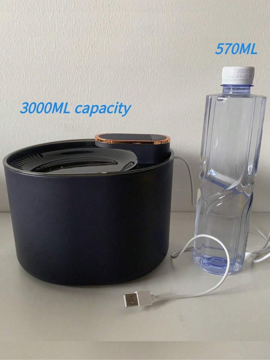 3L quiet pet water fountain with automatic circulation filtration system, USB powered for cats and dogs